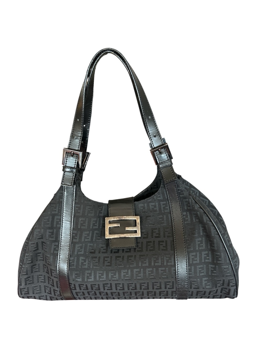 Fendi Borsa Passaspalla Zucchino bag in black.